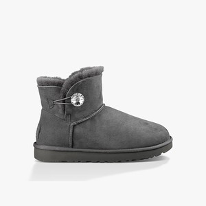 Ugg Mini Bailey Button Bling Women Classic Boots Grey (1345SIPWC)